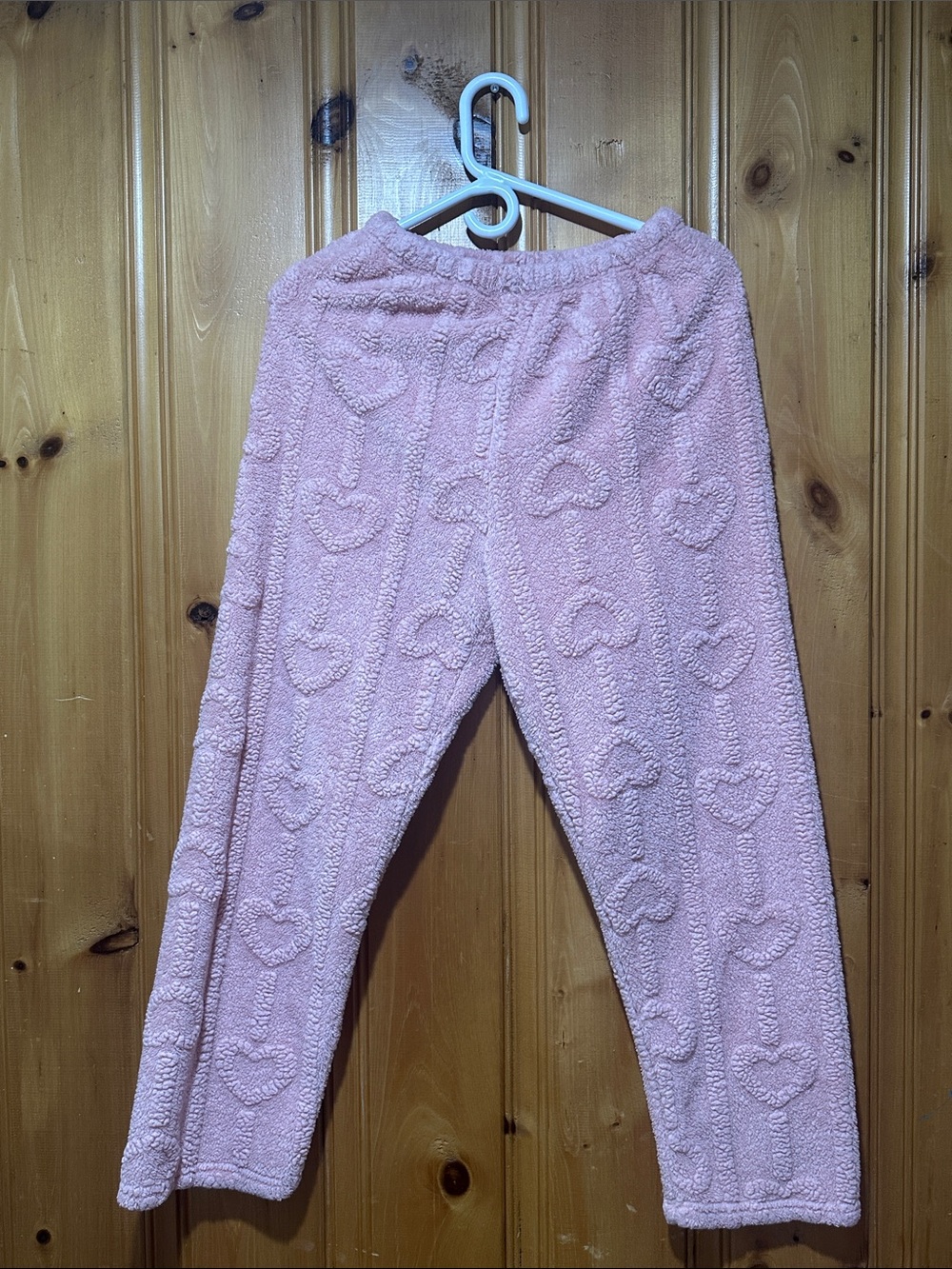 Women's Plush Pink Heart Pajama Pants
